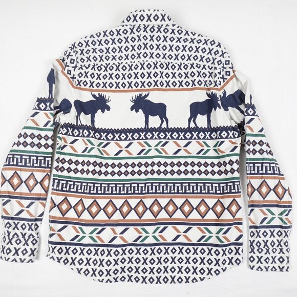 CHAPS Brushed Cotton Moose Shirt Men's Large Thick Chamois Collared Button Up - Picture 10 of 12